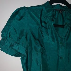 Emerald silk short sleeve Banana republic blouse
